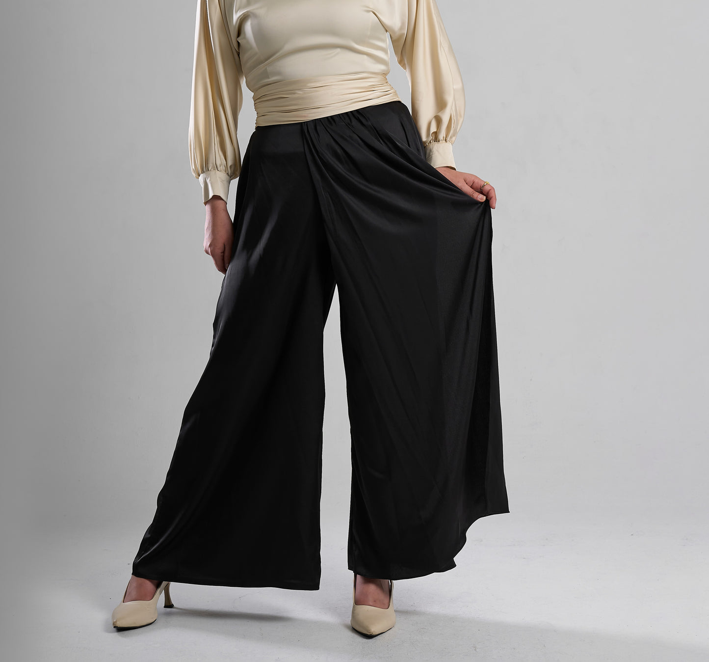 Silk Satin Pleated Pants