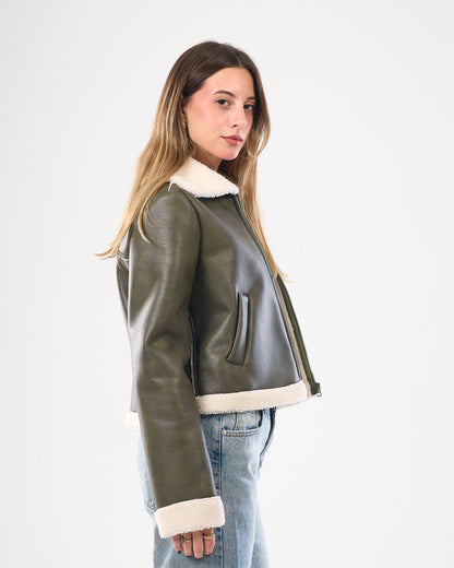 Faux Leather Shearling Jacket