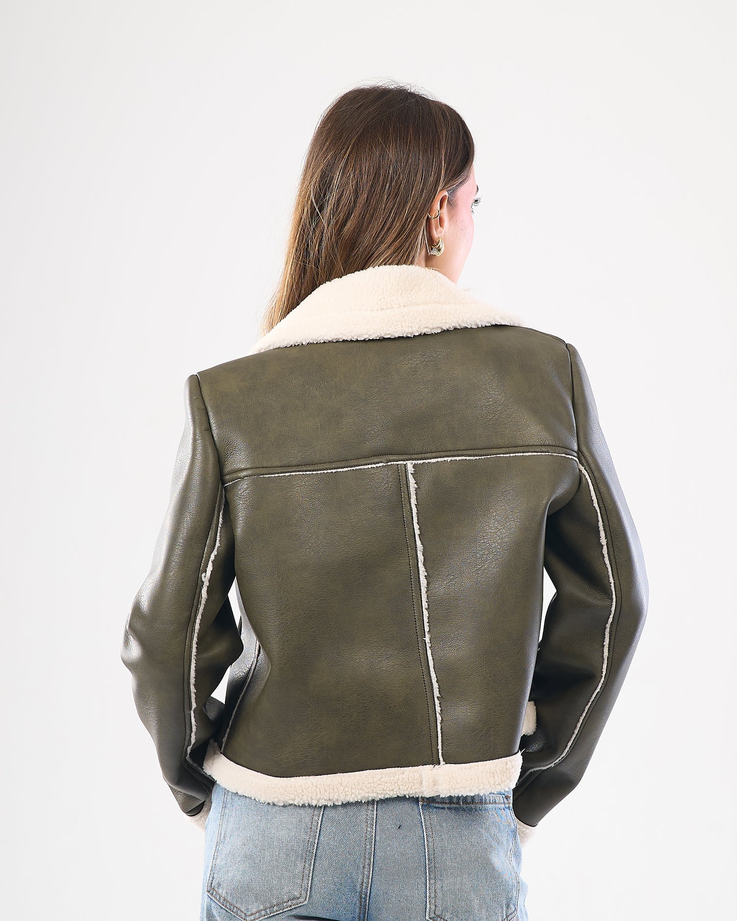 Faux Leather Shearling Jacket