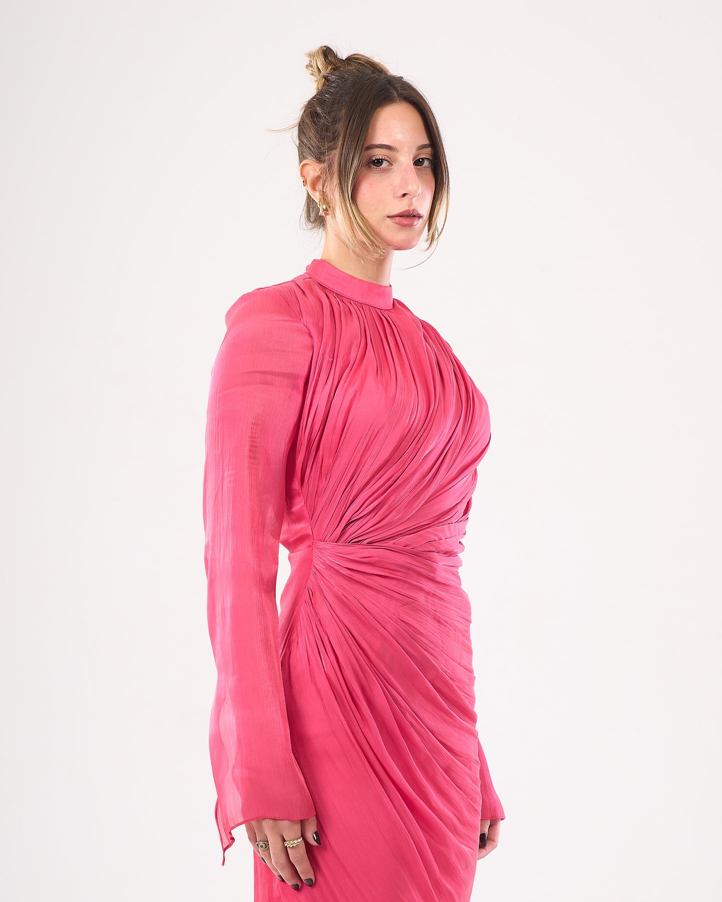 Chiffon Modest Side Draped Dress