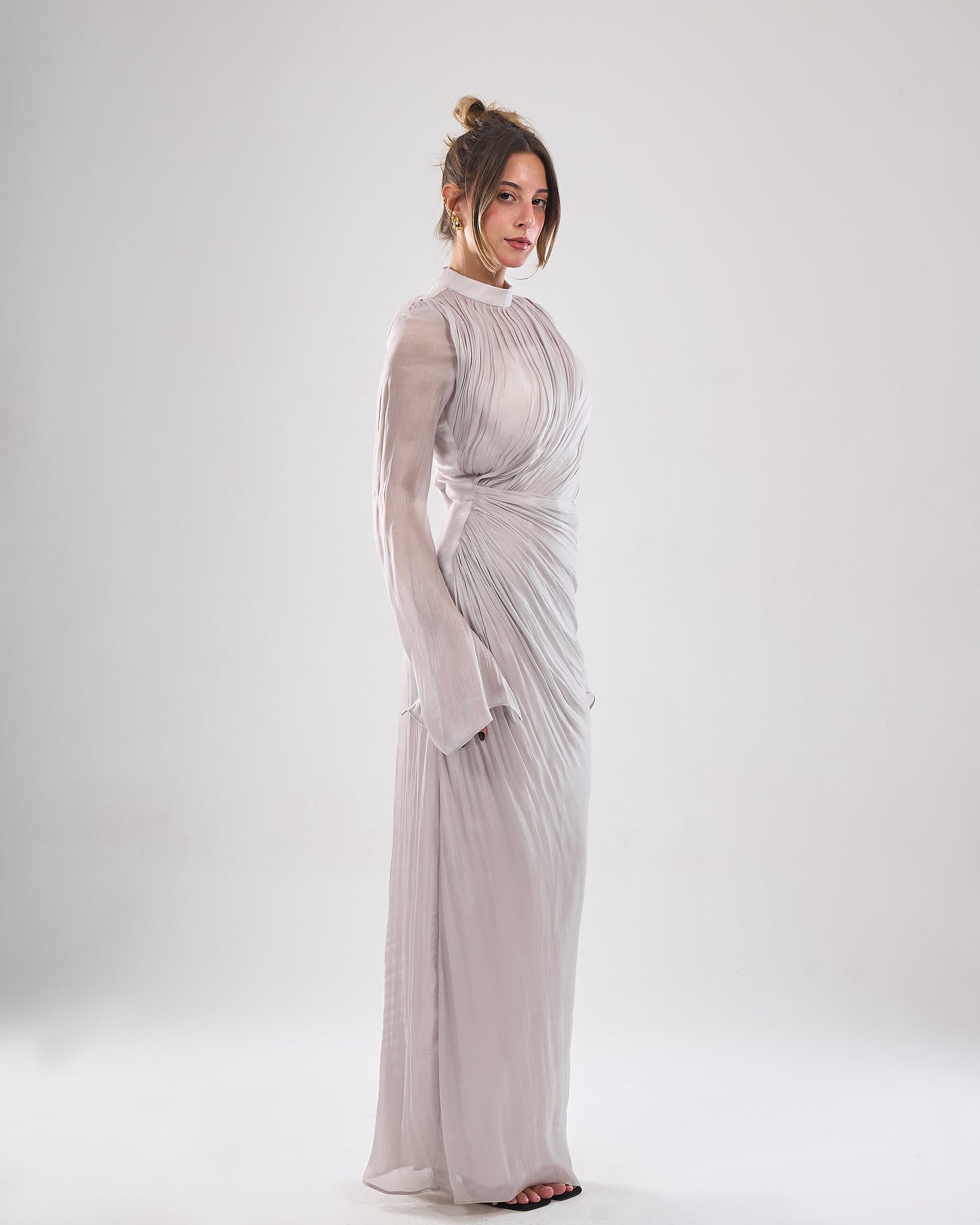 Chiffon Modest Side Draped Dress